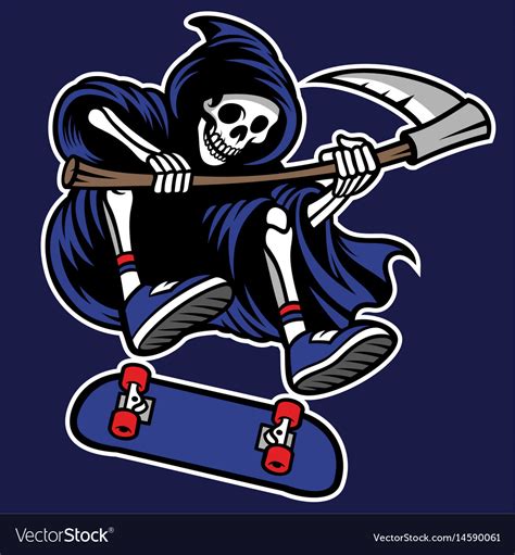 Voiced by jukka hilden, the character is. Grim reaper riding skateboard Royalty Free Vector Image