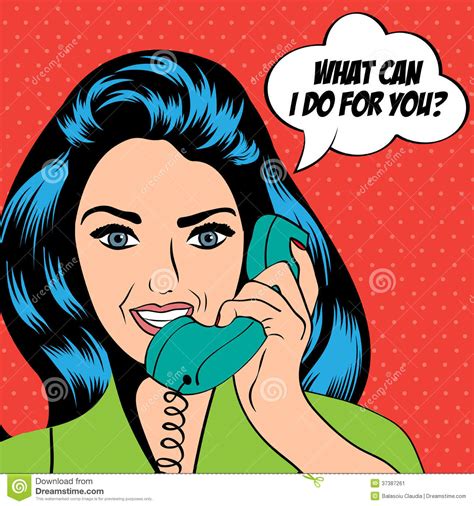 Anrufbeantworter lustigste ansagen für die voicemail chip. Frau, Die Am Telefon, Pop-Arten-Illustration Plaudert ...