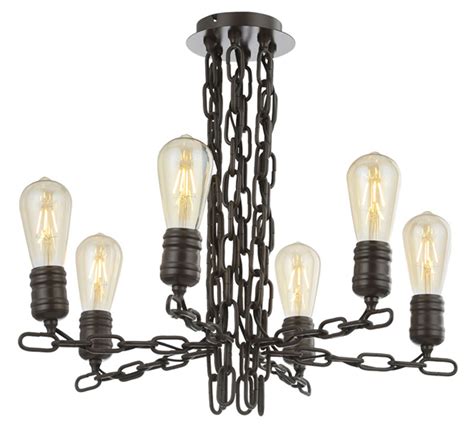 Atiya 3 light semi flush ceiling light polished chrome. Industrial Style Chain Link 6 Lamp Semi Flush Ceiling ...