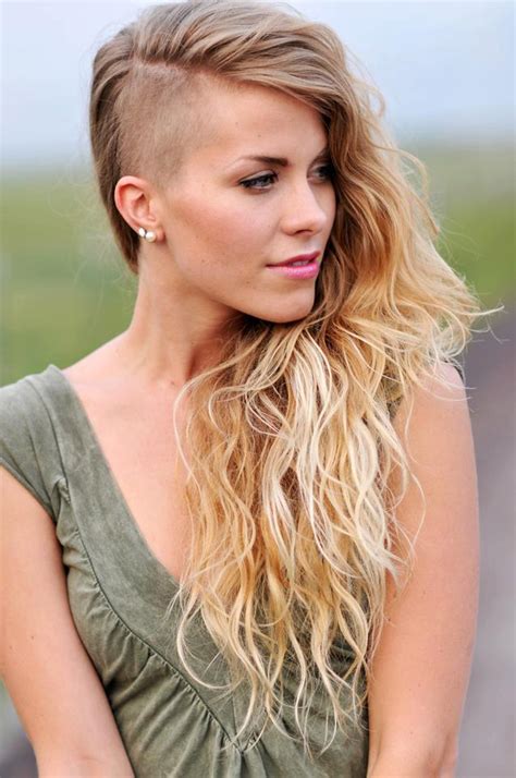 It looks elegant as long hairdo, but at the same time, it is practical as the short hair. 24 Dazzling Half Shaved Hairstyles - Sortashion