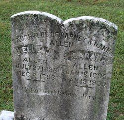 Jun 07, 2021 · allen was one of a kind, he was a wonderful man with a smile that could light up the room. Sarah Ellen Allen (1899-1899) - Find A Grave Memorial