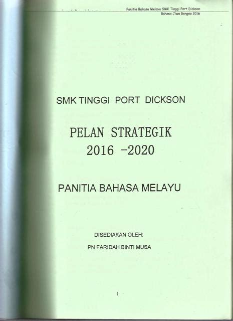 Perancangan strategik untuk panitia bahasa melayu sekolah rendah. BIDANG BAHASA, SMK Tinggi Port Dickson 2020: Perancangan ...
