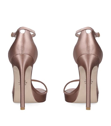 Sale | Stuart Weitzman Satin Nudist Disco Sandals 120 | Harrods MD