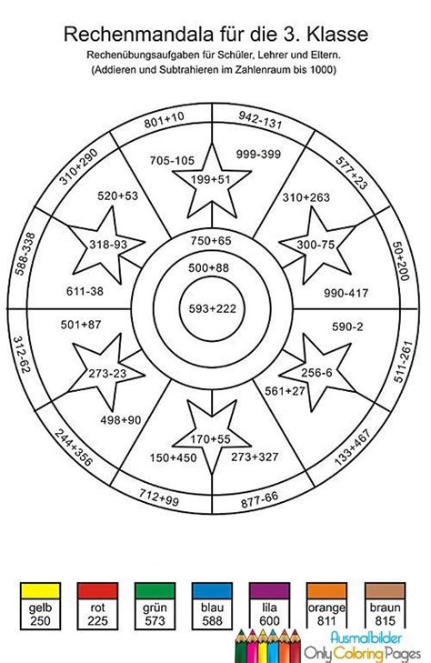 Es entwickelt motorische fähigkeiten, denken, fantasie. ausmalbilder mathematik 3. klasse | Rechenmandalas ...