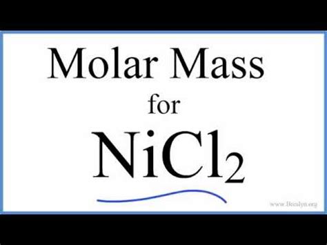 You'll note that this is the same number you got for the molecular weight, but the units are different. Molar Mass of NiCl2: Nickel (II) chloride - YouTube
