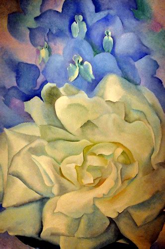 'abstraction white rose' was created in 1927 by georgia o'keeffe in abstract art style. Georgia O'Keeffe - White Rose with Larkspur No. 2 at Bosto ...