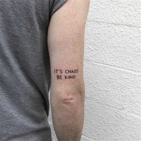 Words 'be kind' and a small sun and moon tattooed on the left hand by tattooist zaya. It's chaos be kind tattoo by tattooist yeahdope ...