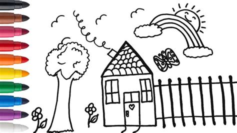 How to draw a house easy drawing a house how to draw a house easy step by step how to draw a house rainbow easy drawing a house drawing and coloring, draw in this video i will show you how to draw beautiful bunglow house with terrace & car on your. How to draw and color a house with garden | Rainbow kids ...