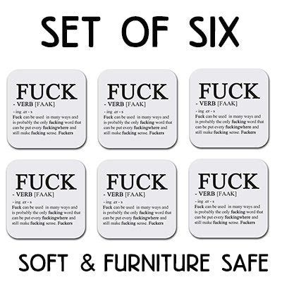 Fuck Definition Coaster Set | Set of Six (6) - Soft Absorbent Quality ...