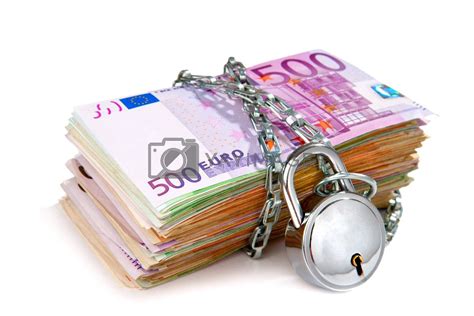 Euro bank notes there are 7 euro notes. Pile of euro currency notes with padlock Royalty Free ...