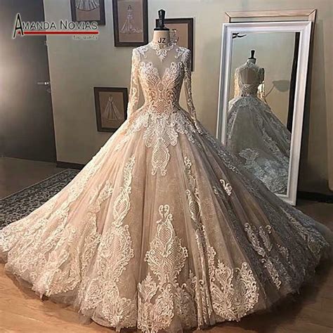 A line wedding dress, o neck lace wedding dress, lace wedding dress, long sleeves wedding dress, boho. Aliexpress.com : Buy Elegant gelinlik marriage wedding ...