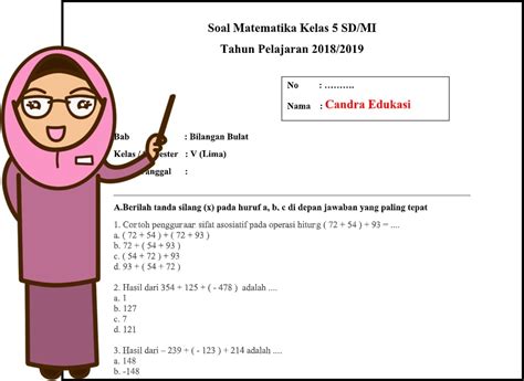 Soal dilengkapi kunci jawaban dan pembahasan mendetail. Soal Matematika Kelas 5 Bilangan Bulat Dan Kunci Jawaban