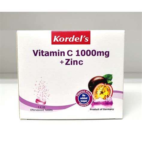 Uses, indications, side effects, dosage. Kordel's Vitamin C 1000mg + Zinc Passion Fruit (3 x 10's ...