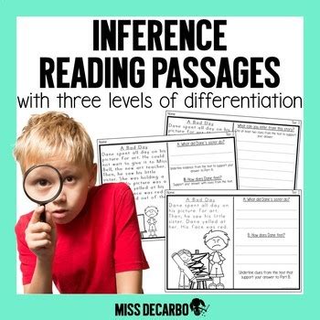 Here the passage is fairly tough to understand. Inference Reading Passages - Miss DeCarbo