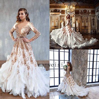 A lace wedding dress with sleeves is ideal for the romantic bride, while a mermaid gown. Ostrich Feather Wedding Dresses Long Sleeve Bridal Gown ...