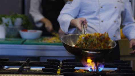 Chef Cooking In Wok Pan Stock Video Footage - Storyblocks
