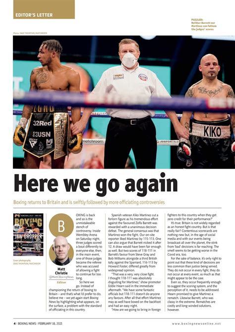 Read interviews with top boxers like amir khan, carl froch and more. Boxing News Magazine - February 18 2021 Subscriptions ...