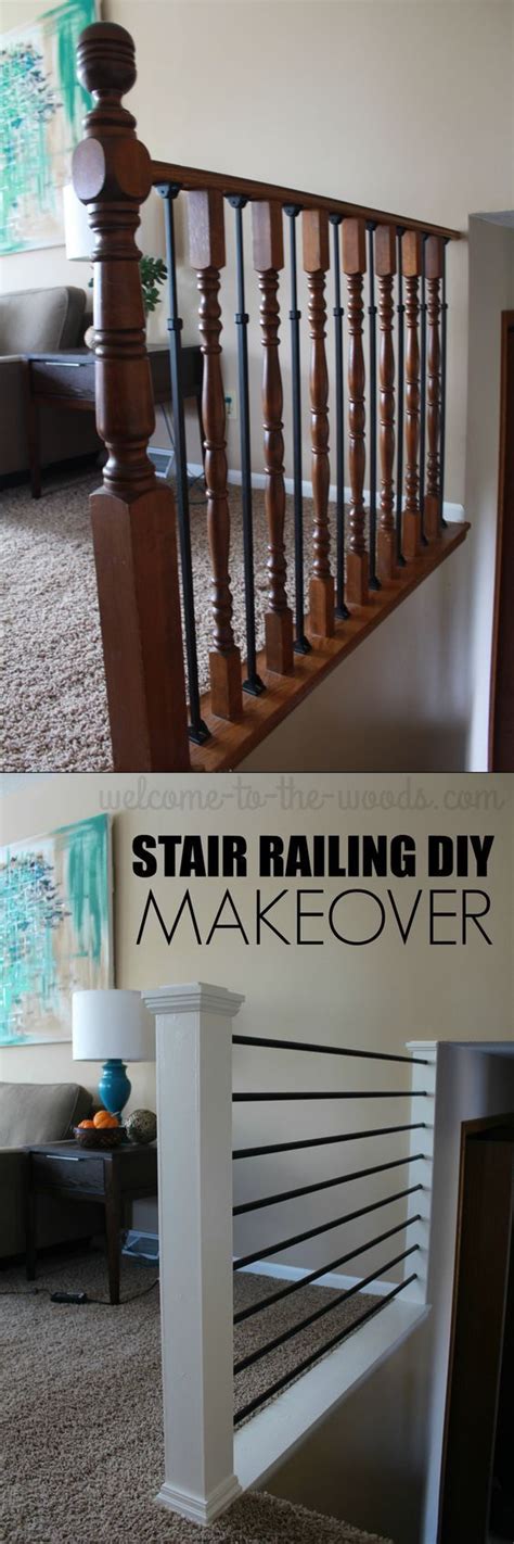 Diy metal stair railing idea. Stair Railing DIY Makeover | Diy stair railing, Home ...