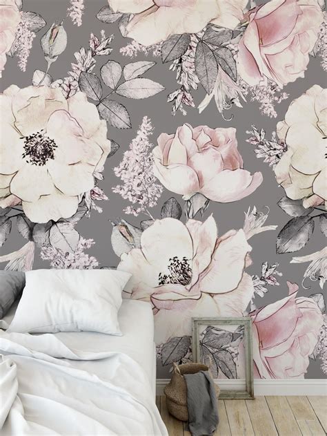 Floral print wallpaper patterns have always been about bringing the outdoors inside. Removable peel and stick wallpaper/ watercolor floral ...