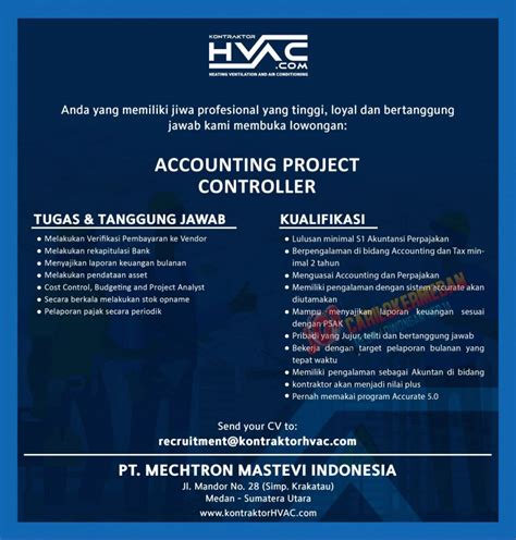 Berikut adalah info lowongan di wonosobo, jawa tengah. Info Loker S1 Di PT Mechtron Mastevi Indonesia Medan ...