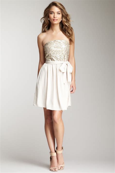 Sequin Strapless Dress | Fancy dresses, Strapless dresses short, Beautiful dresses