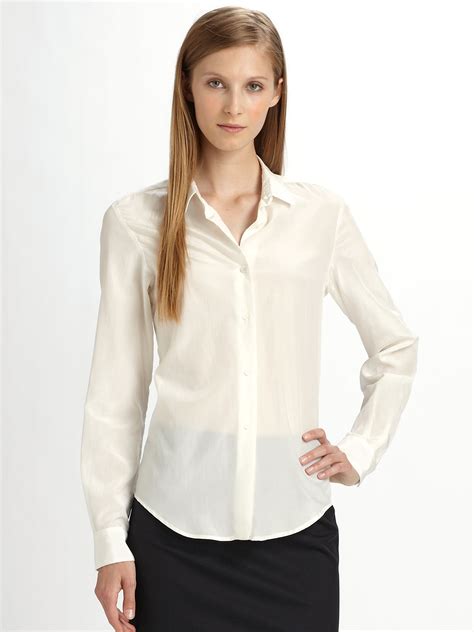 Collection by peter levitt • last updated 4 hours ago. Piazza Sempione Classic Silk Blend Blouse in Ivory (White) - Lyst