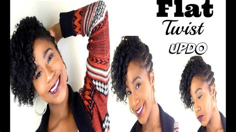Natural Hair Updo- Flat Twist updo - YouTube