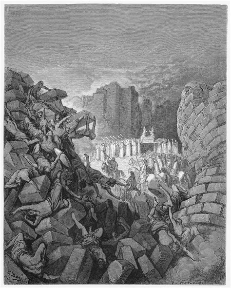 The wall of jericho was a prepottery neolithic a ppna defensive or flood protection wall suggested to date to approximately 8000 bc if interpreted as an. The walls of Jericho ~ High resolution Art photos museum ...