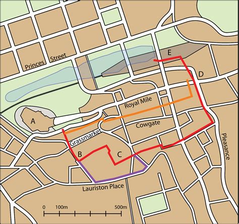 This map shows information centers, public toilets, shops, restaurants, tourist attractions in edinburgh castle. A map of central Edinburgh, showing the locations of the ...