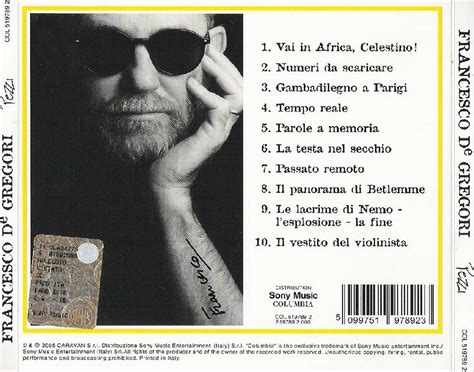 Arriva in radio la donna cannone. Copertina cd Francesco De Gregori - Pezzi - Back, cover cd ...