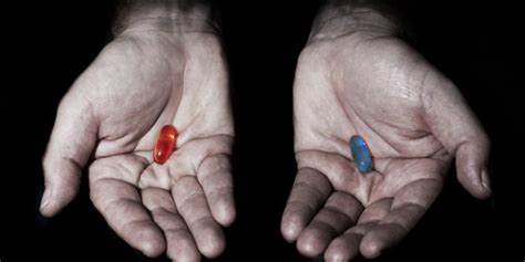 The red pill would let him discover the truth about the world, and the blue pill would send him back to the matrix not knowing anything. Red Pill or Blue Pill - God in a Nutshell project