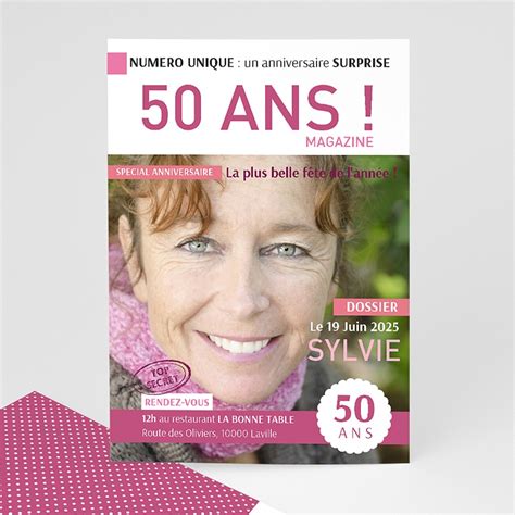 Livraison sous 48h | meilleur satisfaction client. Invitation Anniversaire Adulte - 50 ans Magazine ...