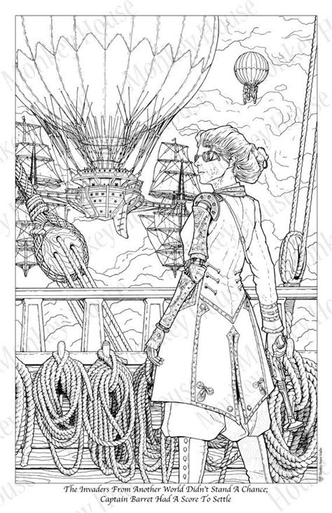 The coloring book $4.00 on sale. Steampunk Coloring Page "Rally the Skyships," downloadable ...