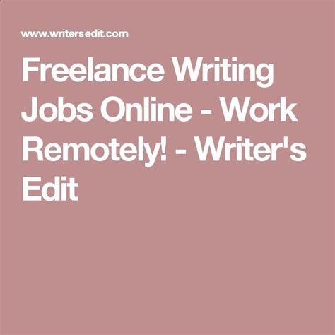 It's free to sign up and bid on jobs. Freelance Writing Jobs Online - Work Remotely! - Writers ...