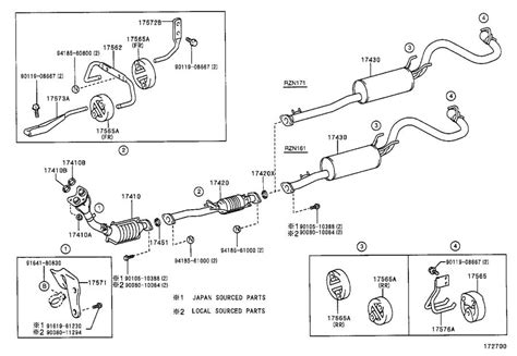 The tacoma exhaust system, which starts at the engine and ends at the tailpipe, is responsible for not only filtering out exhaust gasses, but cleaning them up as well. Toyota Tacoma Exhaust Bracket. Support, Exhaust Pipe, NO.2 - 1756275190 | Rohrich Toyota ...