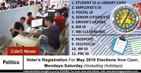 These requirements are embodied in section 9 of republic. Voter's Registration For May 2019 Elections Now Open ...