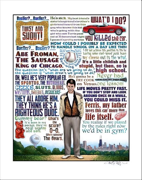 Stein had a degree in economics and was instructed by director john hughes to give an. Life Moves Pretty Fast- Ferris Bueller's Day Off tribute- signed print (With images) | Happy ...