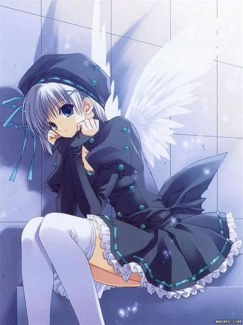 If you've watched anime long enough, you've noticed black hair isn't common at all. Anime girl with angel like wings, white hair, and a black ...