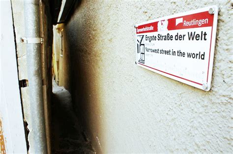 The world's narrowest street, known as the spreuerhofstraße, can be found in the city of reutlingen in germany. Spreuerhofstraße, Germany - World's Narrowest Street!