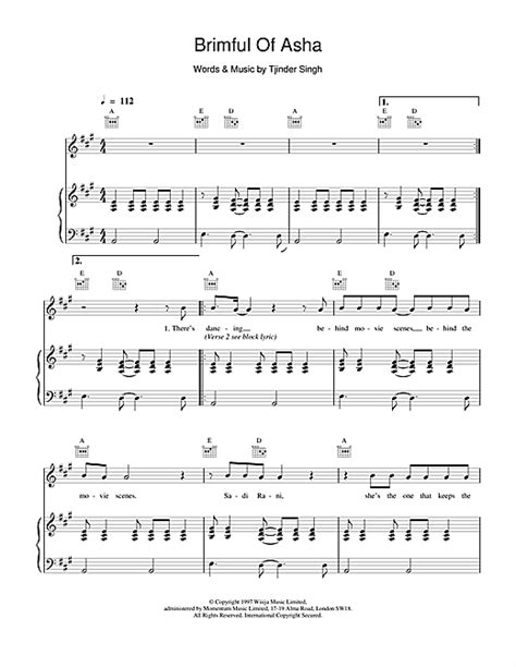 Check spelling or type a new query. Brimful Of Asha sheet music by Cornershop (Piano, Vocal ...