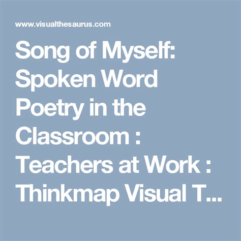 Song of Myself: Spoken Word Poetry in the Classroom ...