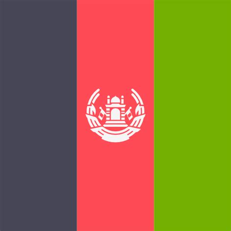 La bandera consta de tres franjas verticales en negro, rojo y verde. Afganistán - Iconos gratis de banderas