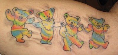 2 w x 2.2 h. Grateful Dead Rainbow Dancing Bear Tattoo | Bear tattoo ...