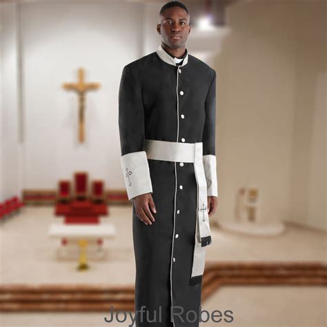 Murphy robes dealers, alpha robe sales, offering qwikship and custom church clothing, clergy apparel, clergy attire, clergy gowns, & pulpit robes. Men's Black/White Clergy Robe Cassock with Premium Satin ...