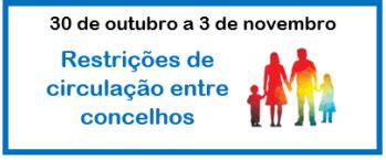 Portugal está em estado de emergência até às 23:59 de sábado e às 00:00 de domingo passa para situação de. Restrições de circulação entre concelhos - de 30 de outubro a 3 de novembro