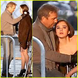 Hailee steinfeld leans on kevin costner's shoulder while filming scenes for three days to kill in paris, france. Hailee Steinfeld: 'Three Days to Kill' Set with Kevin ...