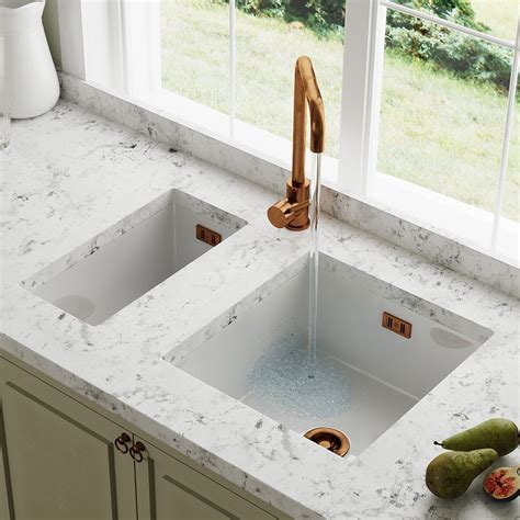 Constructed from 80% natural granite, with the look and feel of real stone, these modern kitchen sinks look striking in a variety of settings. Astini Hampton 50 0.5 Bowl White Ceramic Undermount ...