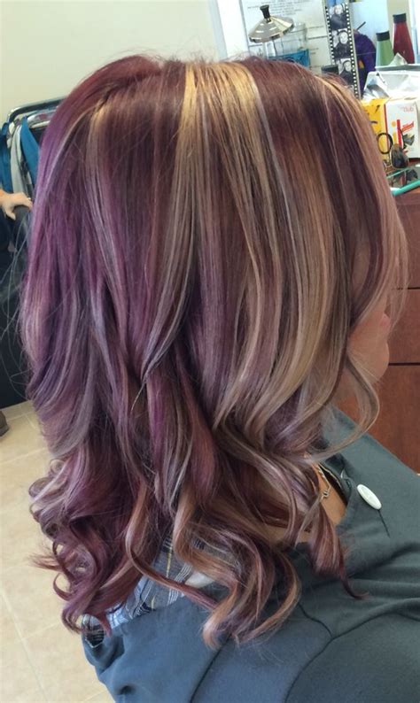 Show off your ombre hair with a sweet smile. Violet ombré with bold blondes | Hair streaks, Brunette ...