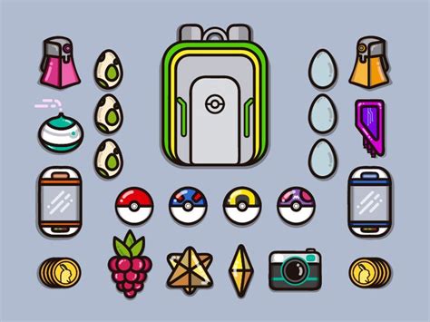 These items have quantities that occupy space in the player's bag and are consumed after use. Pokemon Go Items on Behance