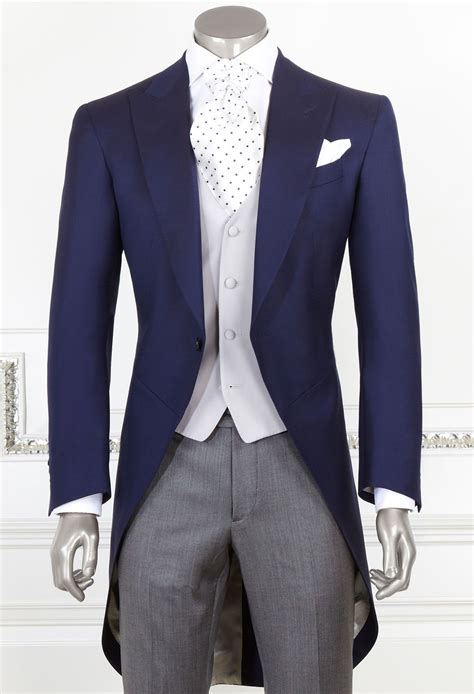 Express carries black pant suits, blue skirt suits, gray suits, white suits and many more to buy as separates or ensembles. Dark Blue Morning Suit | Man Clothes on line | Made in ...